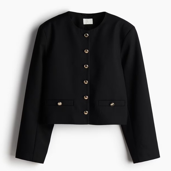 H&M Jackets & Blazers - H&M Black Cropped Blazer with Gold Buttons